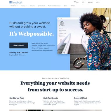 BlueHost HomePage Screenshot