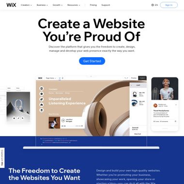 Wix Hosting HomePage Screenshot